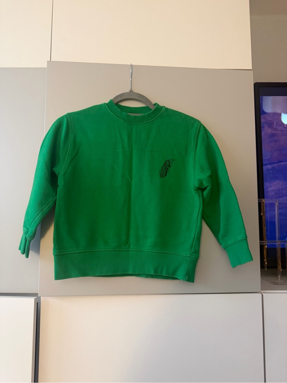 Zara Kelly Green Crewneck Sweatshirt with Small Embroidered Logo